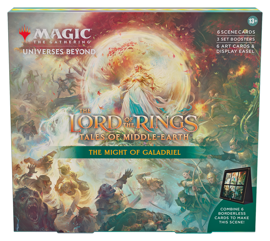 Magic: The Gathering The Lord of the Rings: Tales of Middle-earth Scene Boxes (6 Scene Cards, 6 Art Cards, 3 Set Boosters + Display Easel)