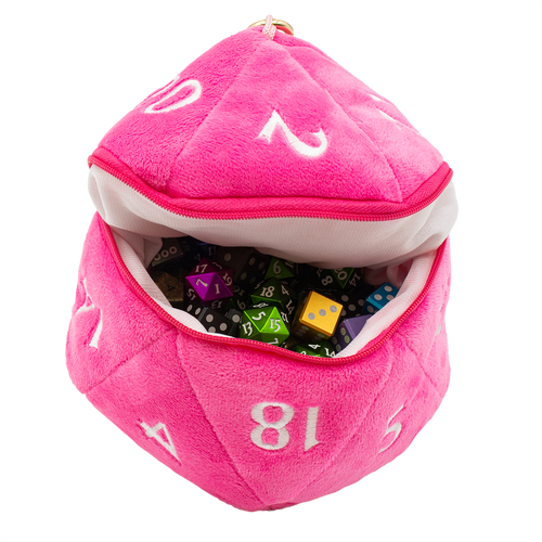 D20 Plush Dice Bag Pink