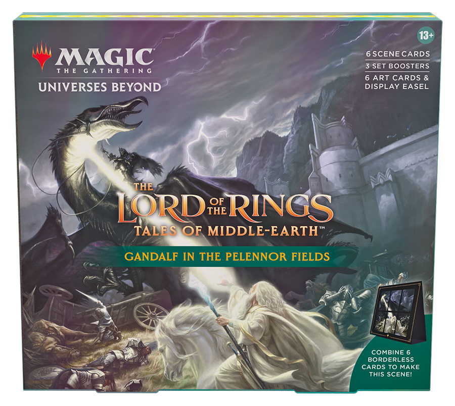 Magic: The Gathering The Lord of the Rings: Tales of Middle-earth Scene Boxes (6 Scene Cards, 6 Art Cards, 3 Set Boosters + Display Easel)
