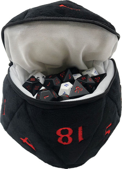 D&D: Black and Red D20 Plush Dice Bag