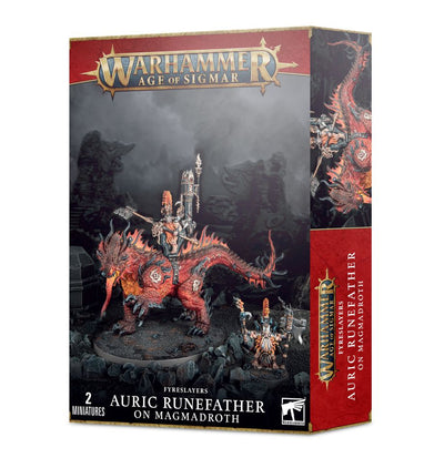 Warhammer Age of Sigmar:Fyreslayers- Auric Runefather on Magmadroth